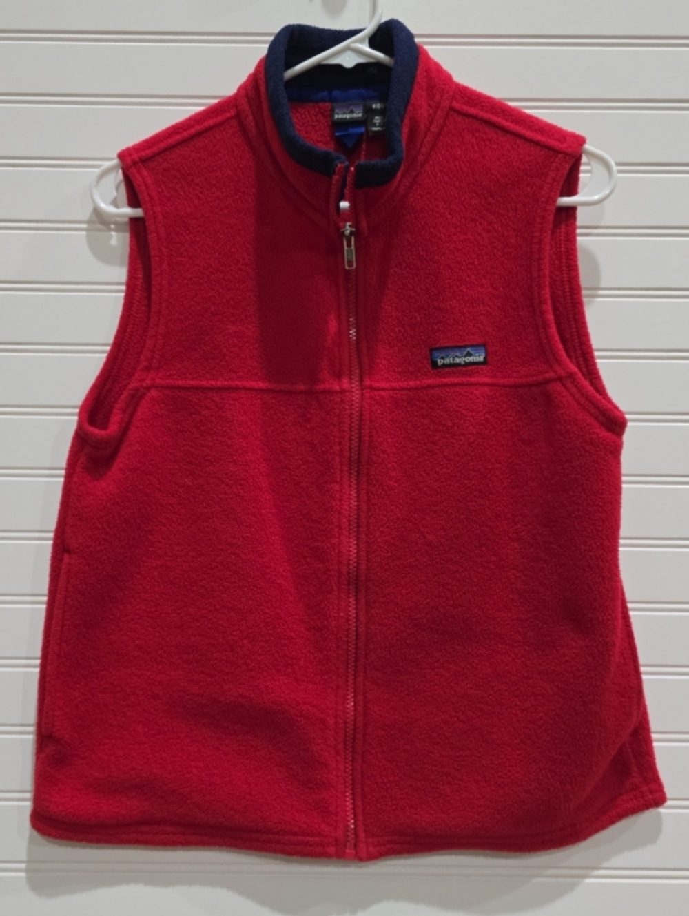 Patagonia Synchilla Fleece Vest Kids Size 10 Red with Navy Trim Vintage